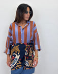 Camicia coreana ruggine/celeste