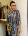 Camicia celeste/marrone