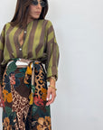 Camicia coreana verde/marrone