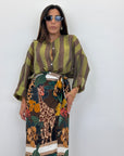 Camicia coreana verde/marrone