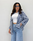 Camicia a righe in viscosa 80636