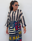 Camicia coreana bianco/blu