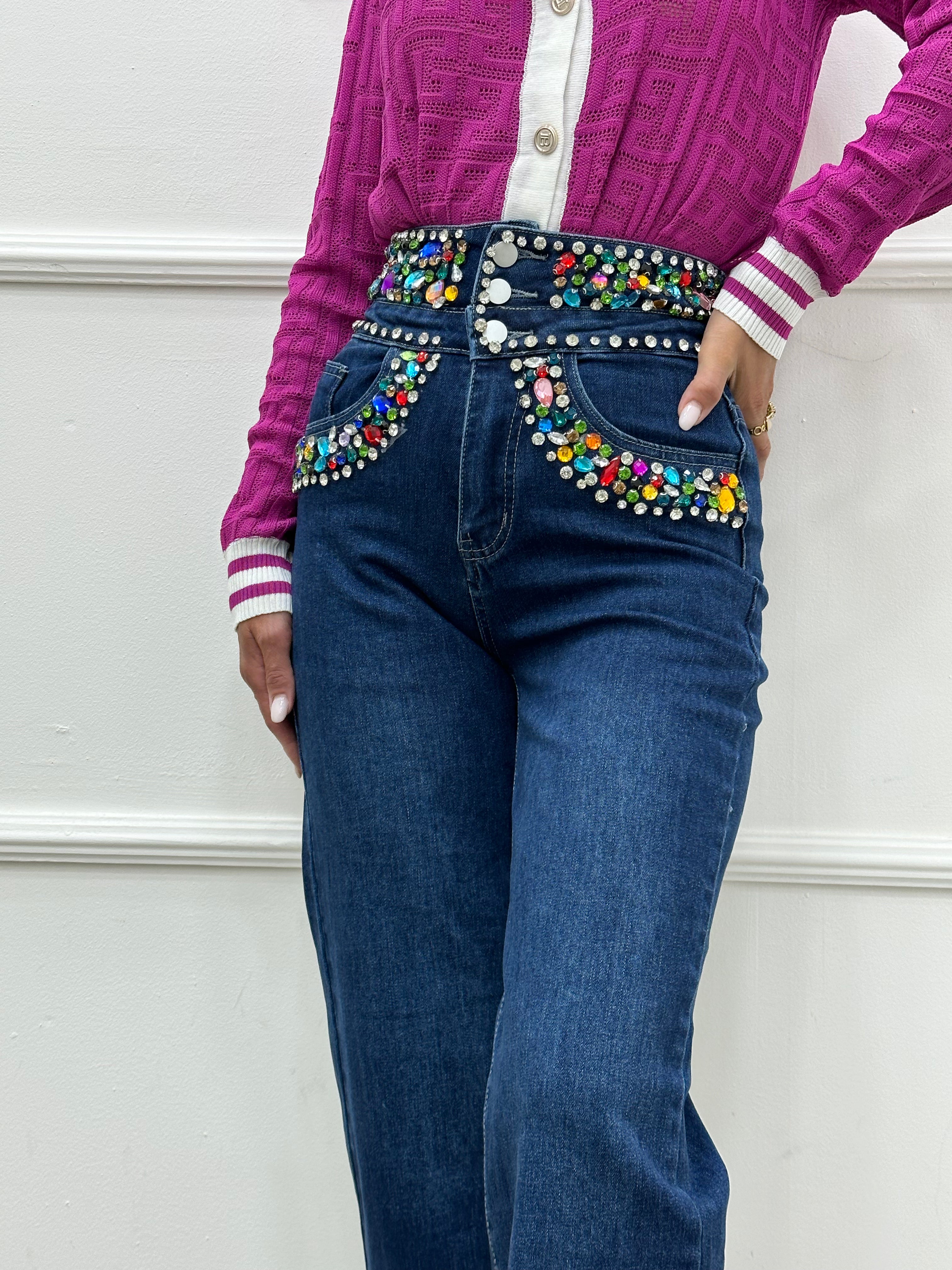 Jeans Strass Multicolor 9087