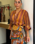 Camicia marrone/giallo