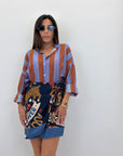 Camicia coreana ruggine/celeste