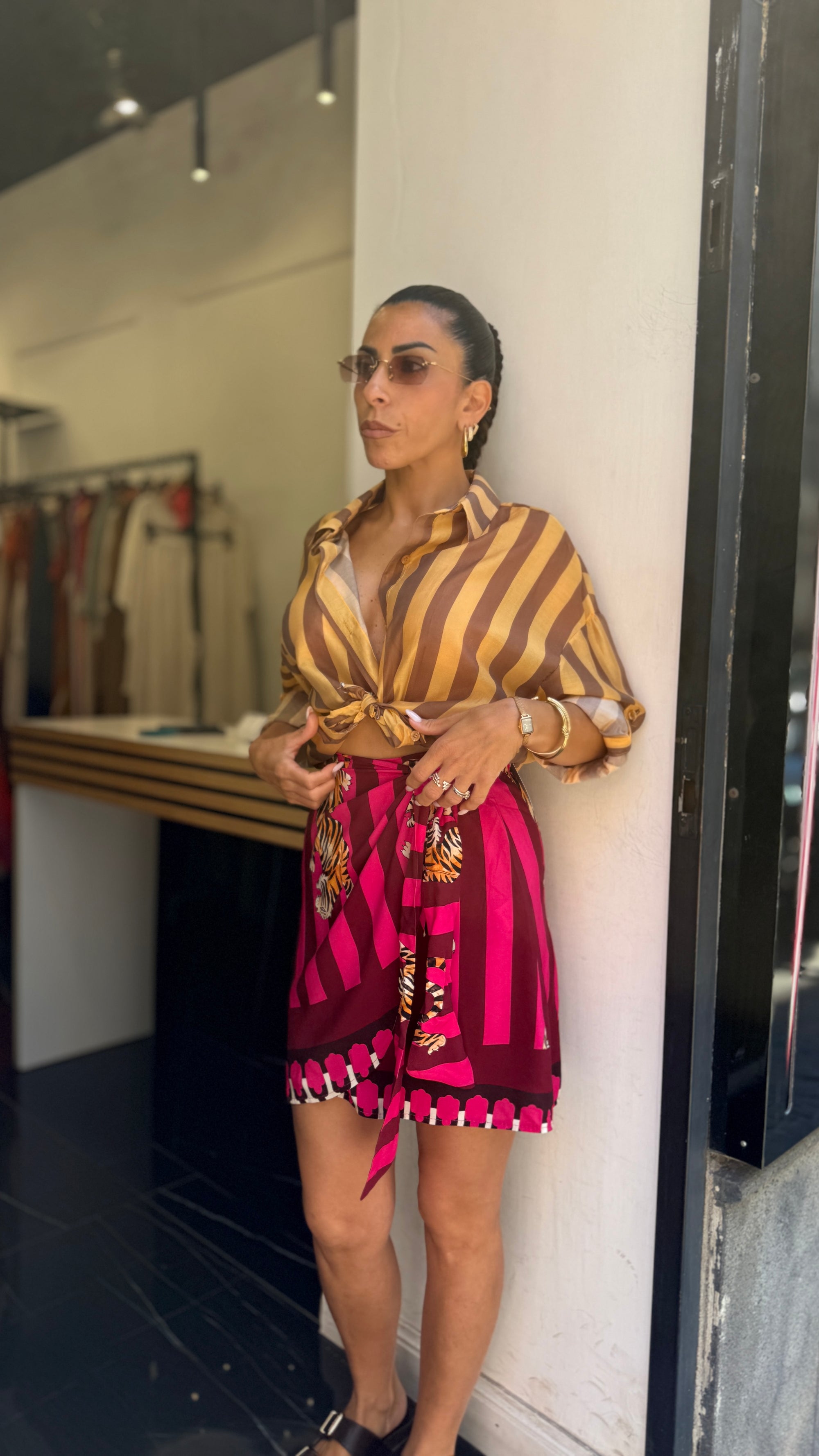 Camicia giallo/marrone