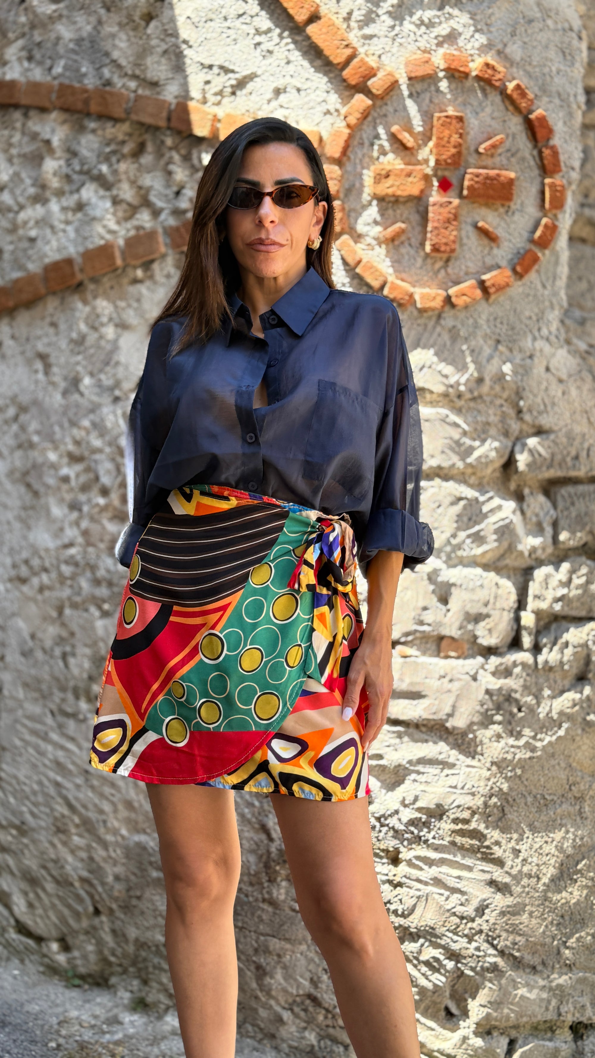 Camicia overfit velata tinta unita