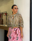 Camicia verde/beige/bianco