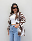 Camicia a righe in viscosa 80636