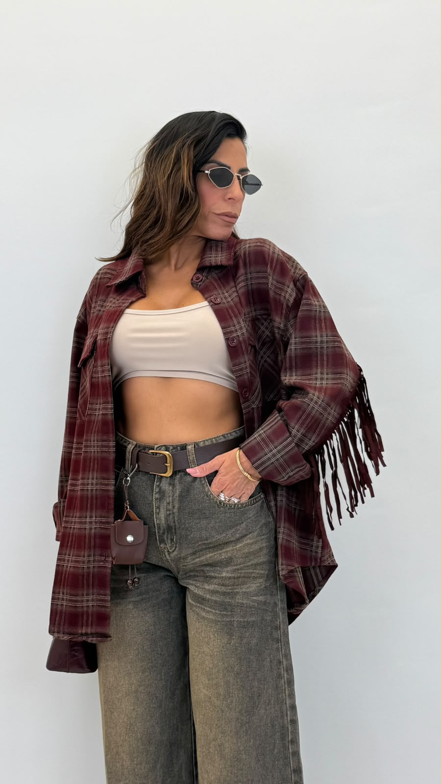 Camicia Tartan con frange 2729